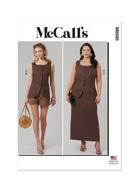 M8585 Misses' and Women's Top, Shorts and Skirt with Petite Lines