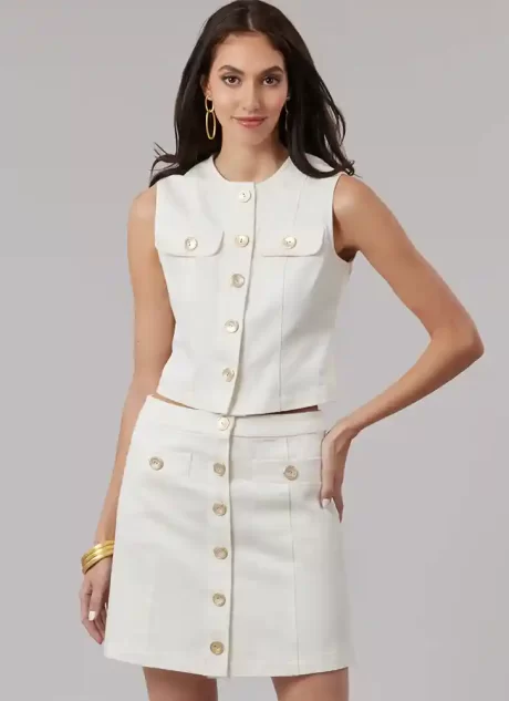 M8586 Misses' Top and Skirt in Two Lengths