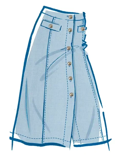 M8586 Misses' Top and Skirt in Two Lengths