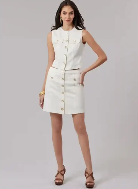 M8586 Misses' Top and Skirt in Two Lengths