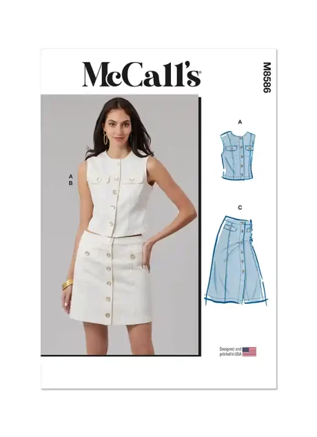 M8586 Misses' Top and Skirt in Two Lengths
