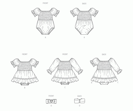 M8591 Babies' Romper, Dresses and Headband - Image 7