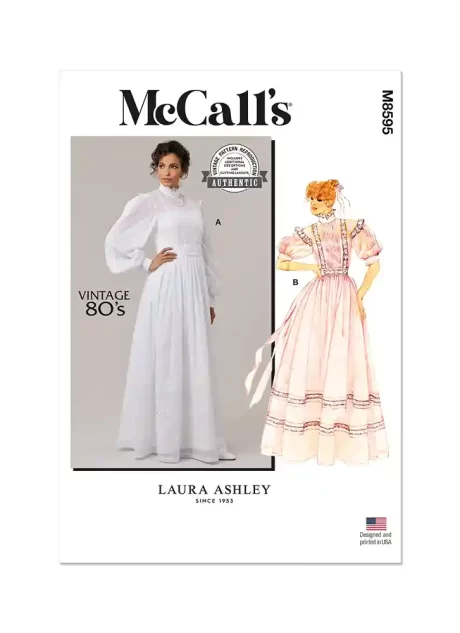 M8595 Misses' Gown, Slip and Sash by Laura Ashley