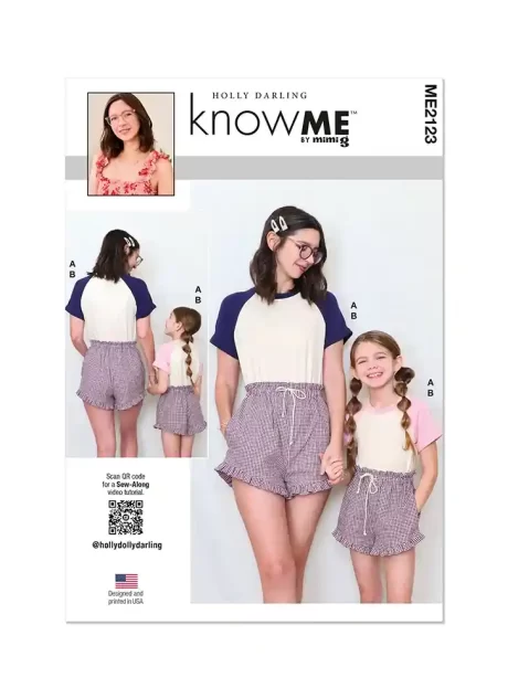 ME2123 Girls' and Misses' T-Shirt and Shorts by Holly Darling