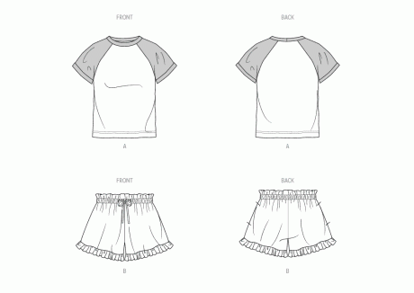 ME2123 Girls' and Misses' T-Shirt and Shorts by Holly Darling