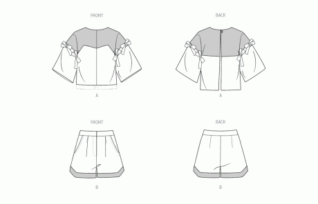 ME2127 Misses' and Women's Top with Detachable Sleeves and Shorts by Keechii B Style