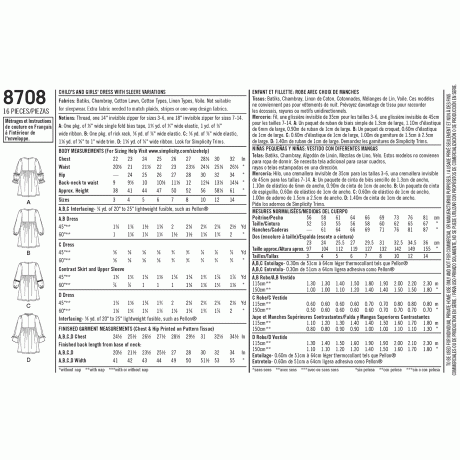 S8708 Child's and Girls' Dress with Sleeve Variations - Image 2