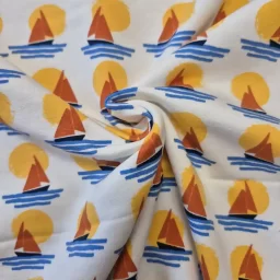 Brushed cotton French terry, "Sun & Sail"