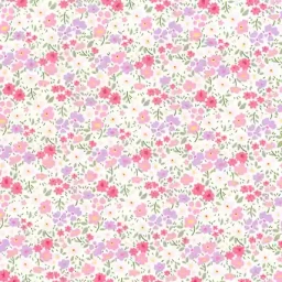 Rose & Hubble 100% cotton poplin print, "Pretty in Pink" (Pale pinks/white)