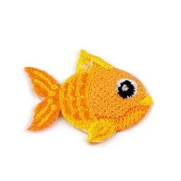 Gold Fish iron-on embroidered patch, 2.5 x 3 cm