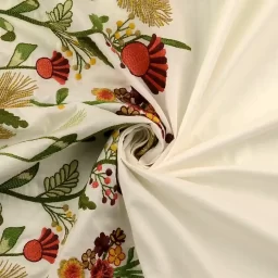 Floral embroidered cotton voile (ivory)
