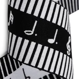 Musical note elastic, 60mm (white on black)