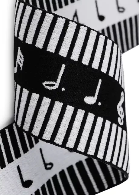 Musical note elastic, 60mm (white on black)