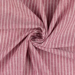 Striped woven linen, Burgundy