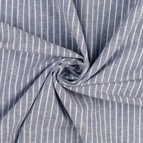 Striped woven linen, Denim