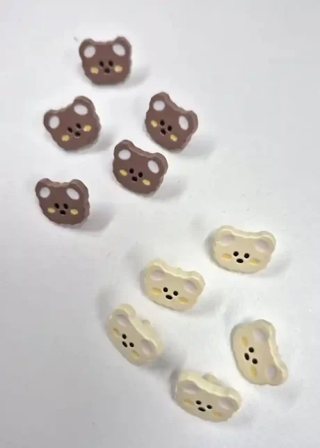 Children's teddy bear face buttons, 15mm