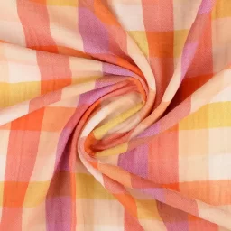 Checked cotton seersucker (yellow/orange/pink)