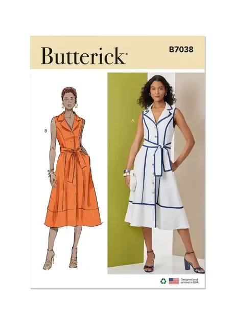 B7038 Misses' Dress and Tie Belt