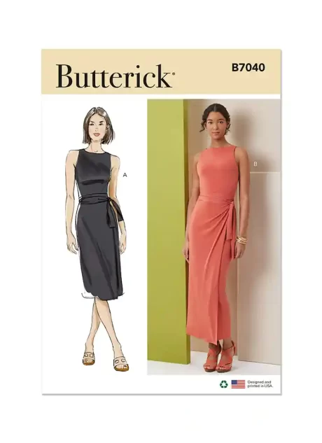 B7040 Misses' and Miss Petite Knit Dress in Two Lengths