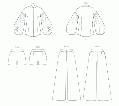 B7045 Misses' and Miss Petite Top, Shorts and Pants