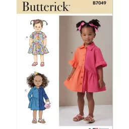 B7049 Toddlers' Dress with Sleeve Variations