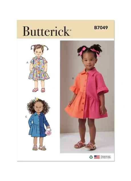 B7049 Toddlers' Dress with Sleeve Variations