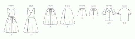 B7053 Misses' Jumper, Skirt, Shorts and Blouse