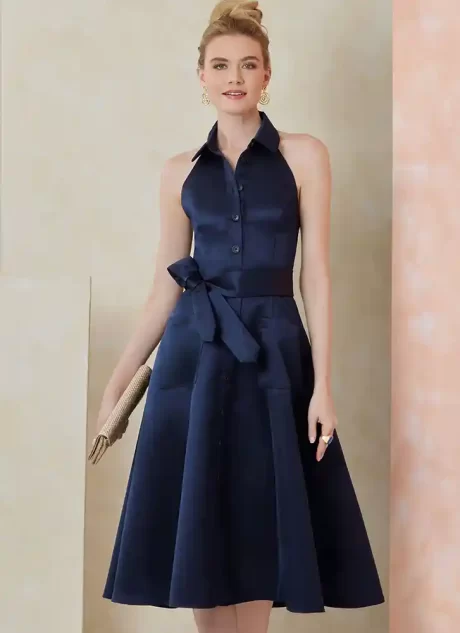 V2103 Misses' Dress in Two Lengths and Tie Belt