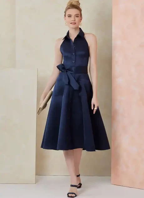 V2103 Misses' Dress in Two Lengths and Tie Belt