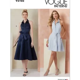 V2103 Misses' Dress in Two Lengths and Tie Belt