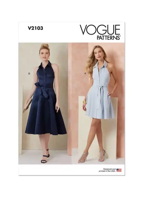 V2103 Misses' Dress in Two Lengths and Tie Belt
