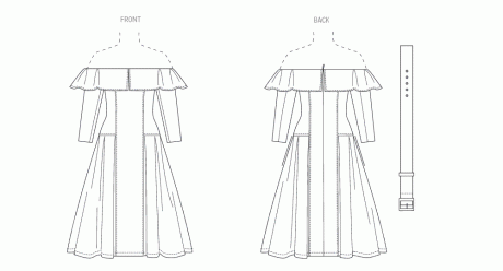 V2104 Misses' Dress and Belt
