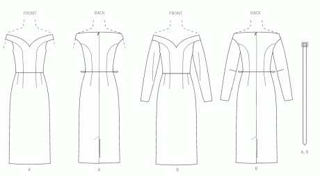 V2105 Misses' Dress with Petite Lines and Belt