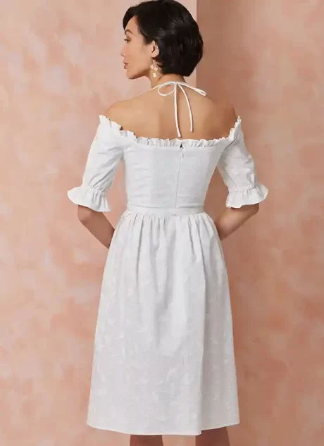 V2107 Misses' Dress in Two Lengths with Tie Belt