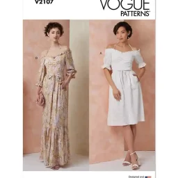 V2107 Misses' Dress in Two Lengths with Tie Belt