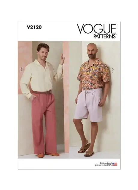 V2120 Men's Shirt with Sleeve Variations, Shorts, Pants and Belt