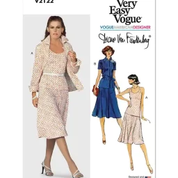 V2122 Misses' Knit Jacket, Belt, Skirt and Top by Diane von Furstenberg