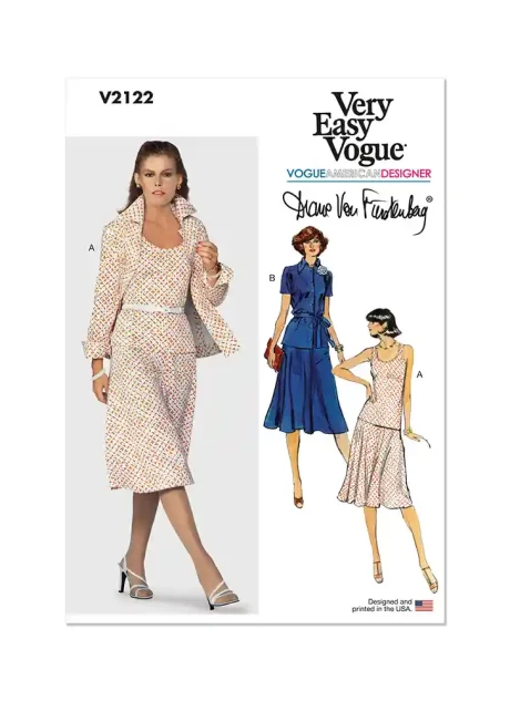 V2122 Misses' Knit Jacket, Belt, Skirt and Top by Diane von Furstenberg