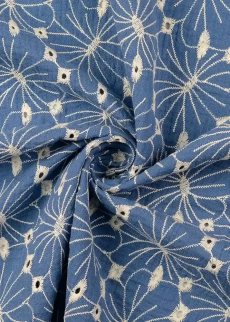 Embroidered double gauze (denim)