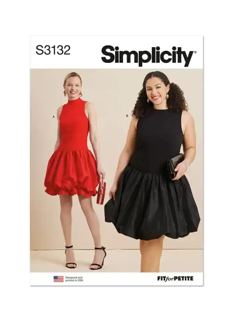 S3132 Misses' and Women's Dress in Two Lengths with Petite Lines