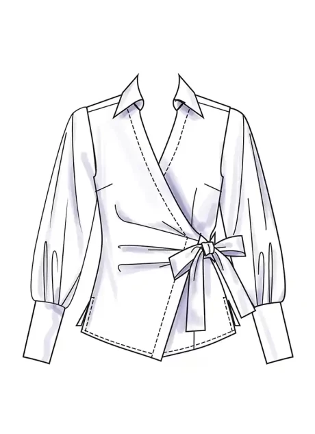 S3135 Misses' Wrap Top with Sleeve Variations