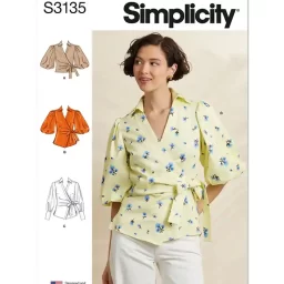 S3135 Misses' Wrap Top with Sleeve Variations