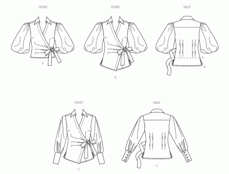 S3135 Misses' Wrap Top with Sleeve Variations