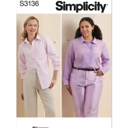 S3136 Misses' and Women's Button Up Shirt