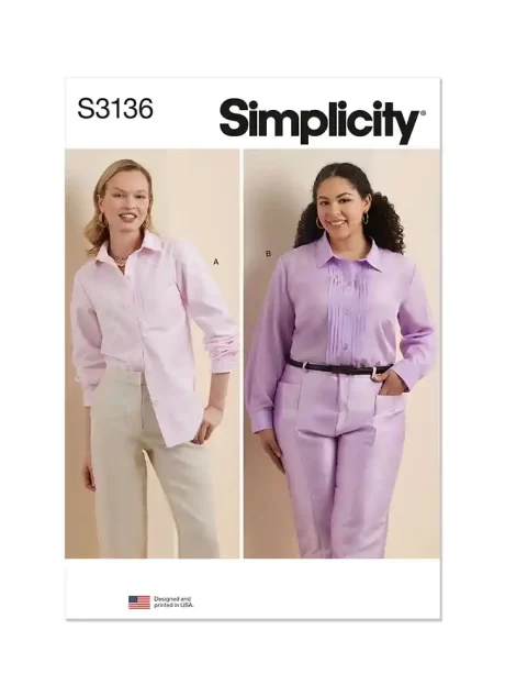 S3136 Misses' and Women's Button Up Shirt