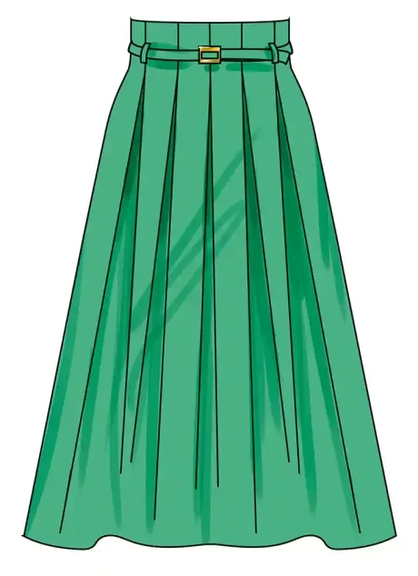 S3139 Misses' Pleated Skirt in Two Lengths and Belt