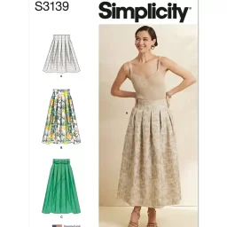 S3139 Misses' Pleated Skirt in Two Lengths and Belt