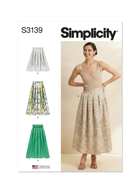 S3139 Misses' Pleated Skirt in Two Lengths and Belt