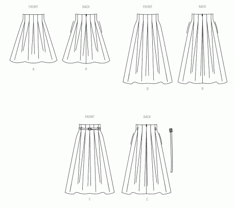 S3139 Misses' Pleated Skirt in Two Lengths and Belt