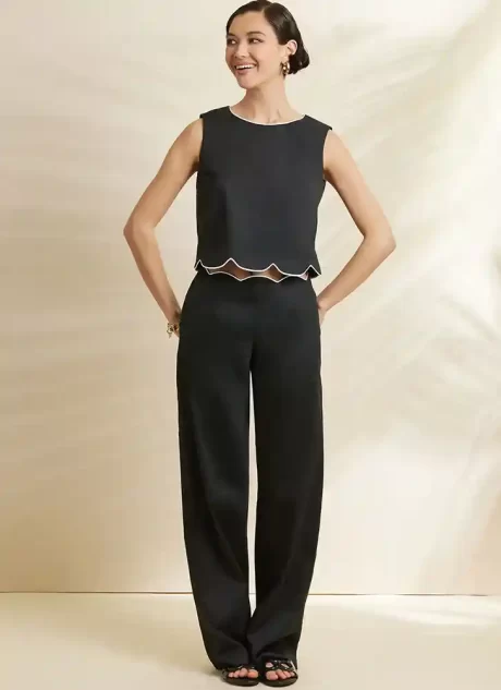 S3141 Misses' Scalloped Tops, Shorts and Pants